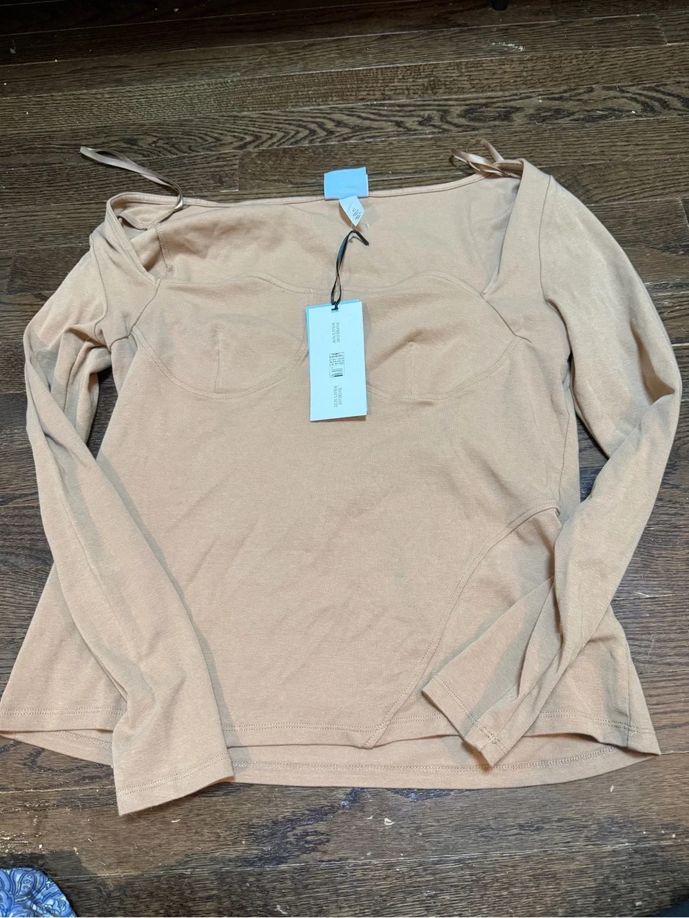 Long Sleeve Square Neck Top in Nude